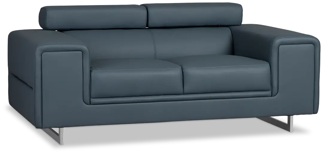 Drew Dark Blue Micro Loveseat Drew Dark Blue Micro Loveseat