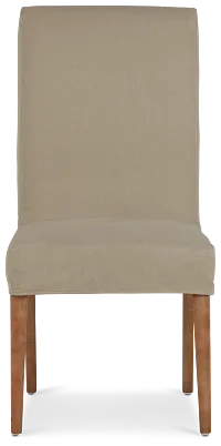 Destination Beige Short Slipcover Chair With Light Tone Leg