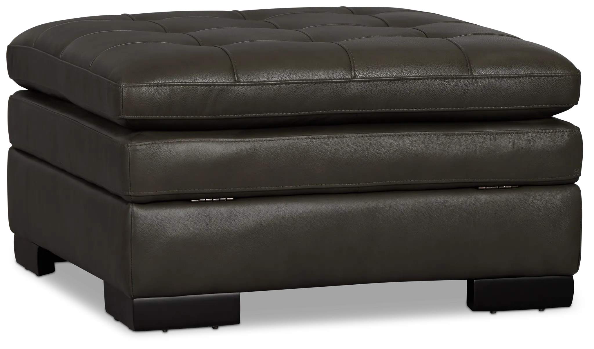 Braden Dark Gray Leather Storage Ottoman