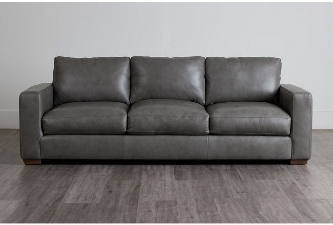 Dawkins Gray Leather Sofa