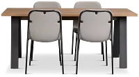 Trento Mid Tone 71" Rectangular Table & 4 Upholstered Chairs