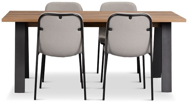 Trento Mid Tone 71" Rectangular Table & 4 Upholstered Chairs