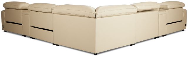 Tidal Beige Lthr/vinyl Large Triple Power Reclining Two-arm Sectional