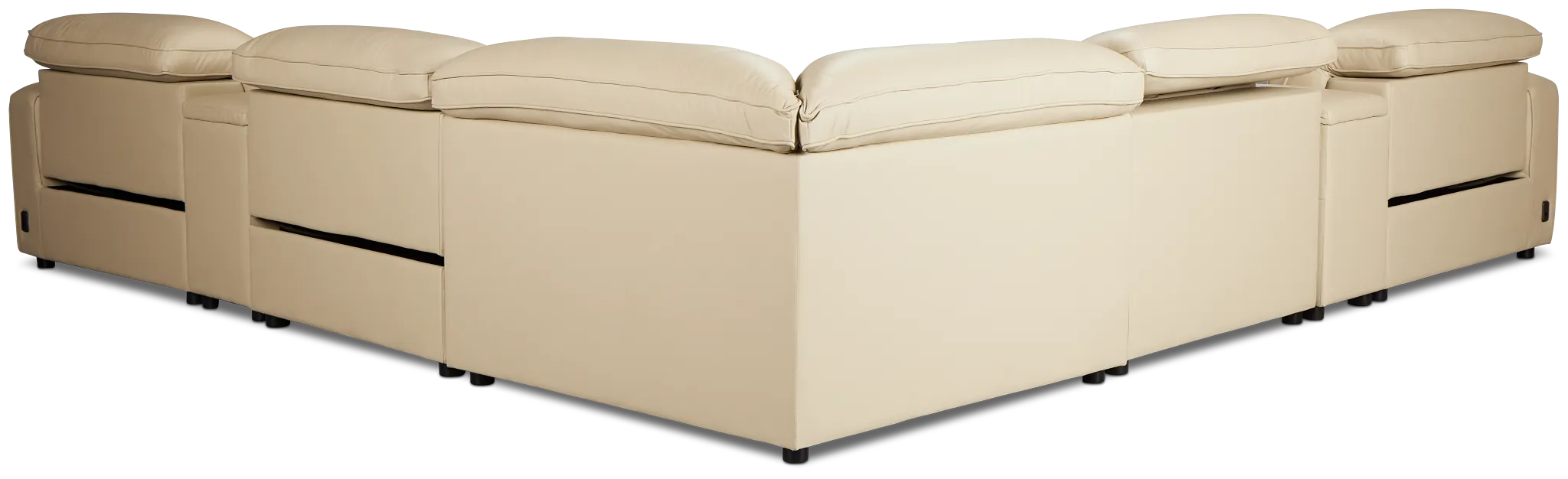 Tidal Beige Lthr/vinyl Large Triple Power Reclining Two-arm Sectional