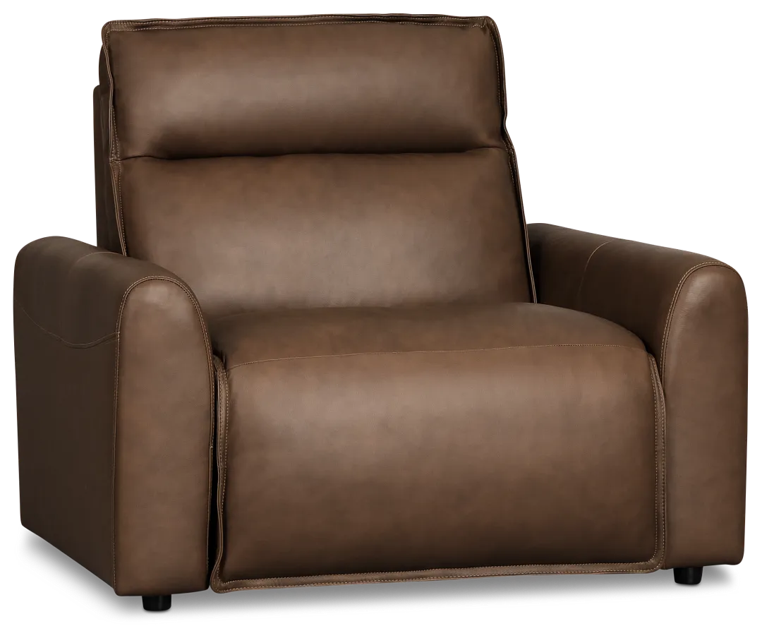 Edison Dark Brown Lthr/vinyl Power Recliner With Power Headrest