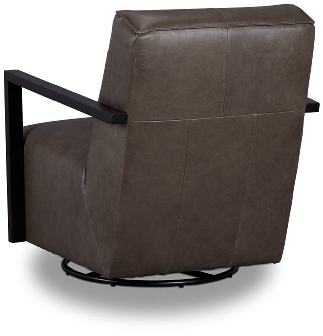 Lucas Dark Gray Leather Swivel Rocker Glider