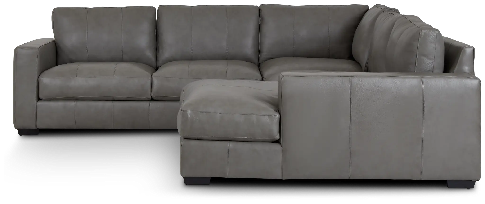 Dawkins Gray Leather Medium Right Chaise Sectional Dawkins Gray Leather Medium Right Chaise Sectional
