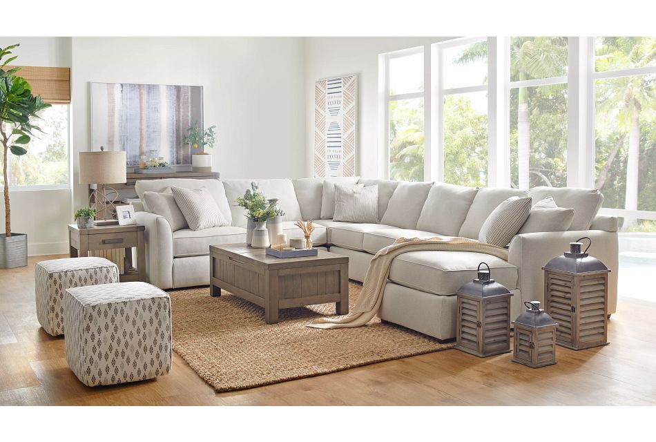 Asheville Light Taupe FABRIC Medium Right Chaise Sectional, (1)
