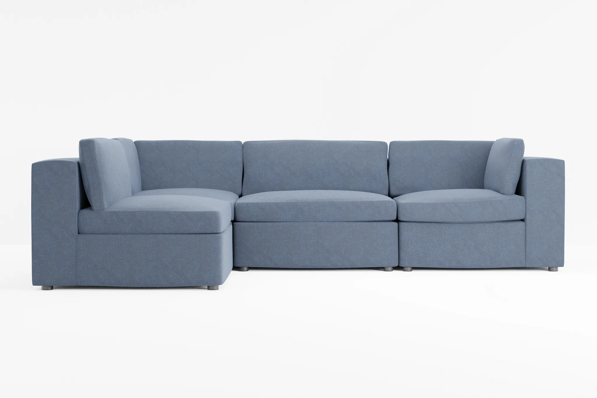 Destin Maguire Blue Fabric 4-piece Modular Sectional