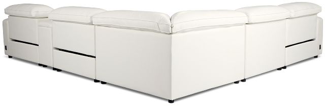 Tidal White Lthr/vinyl Medium Triple Power 2-arm Sectional