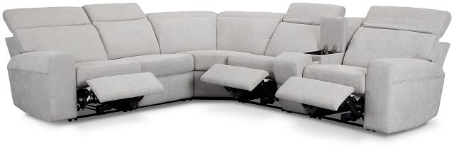 Callum Light Gray Fabric Medium Triple Power 2-arm Sectional