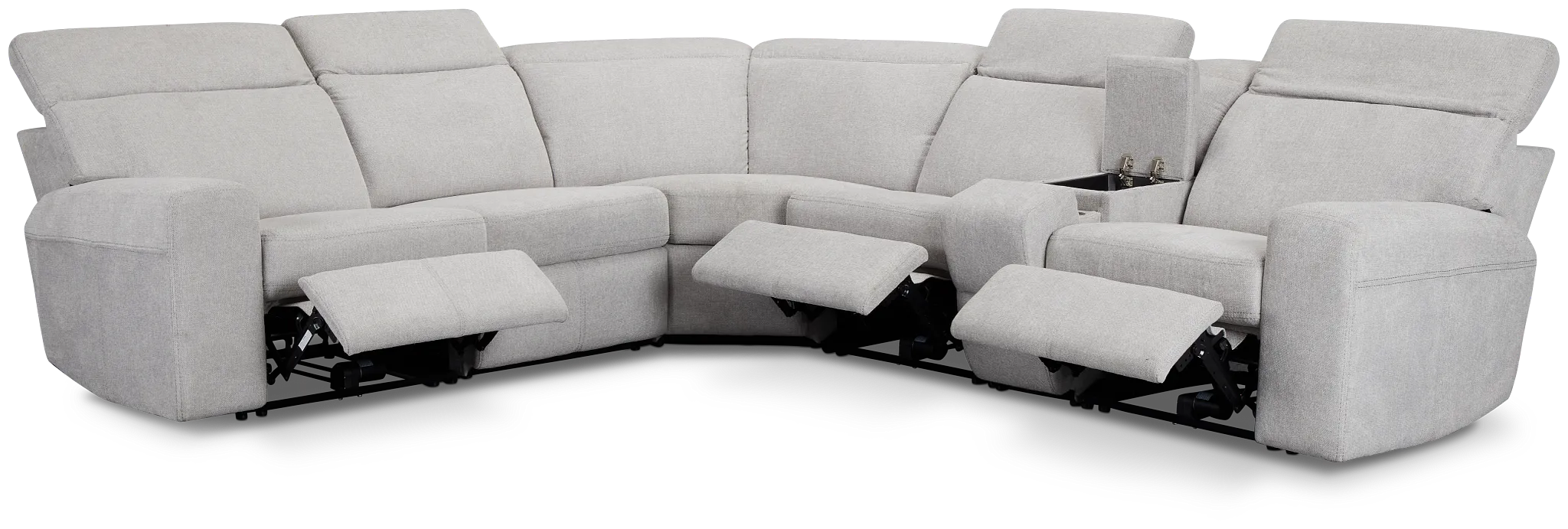 Callum Light Gray Fabric Medium Triple Power 2-arm Sectional