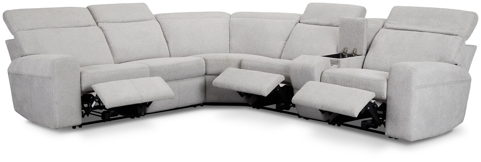 Callum Light Gray Fabric Medium Triple Power 2-arm Sectional Callum Light Gray Fabric Medium Triple Power 2-arm Sectional