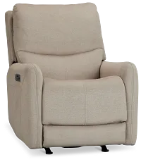 Jonas Khaki Fabric Power Recliner With Heat And Massage