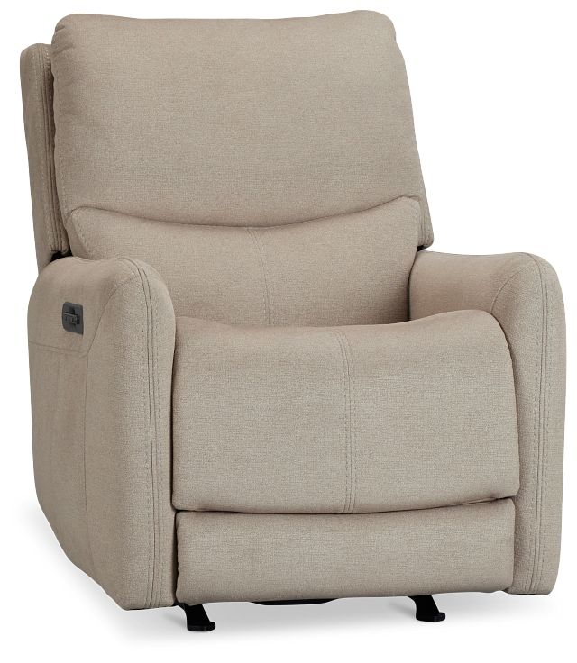 Jonas Khaki Fabric Power Recliner With Heat And Massage