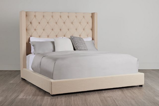 Lacey Beige Uph Platform Bed