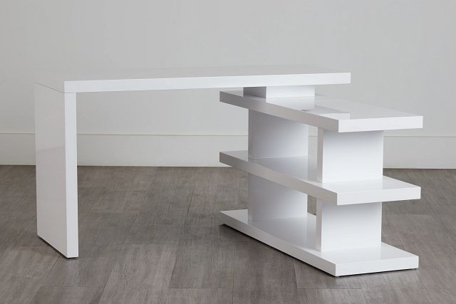 Olympia White Wood L Desk