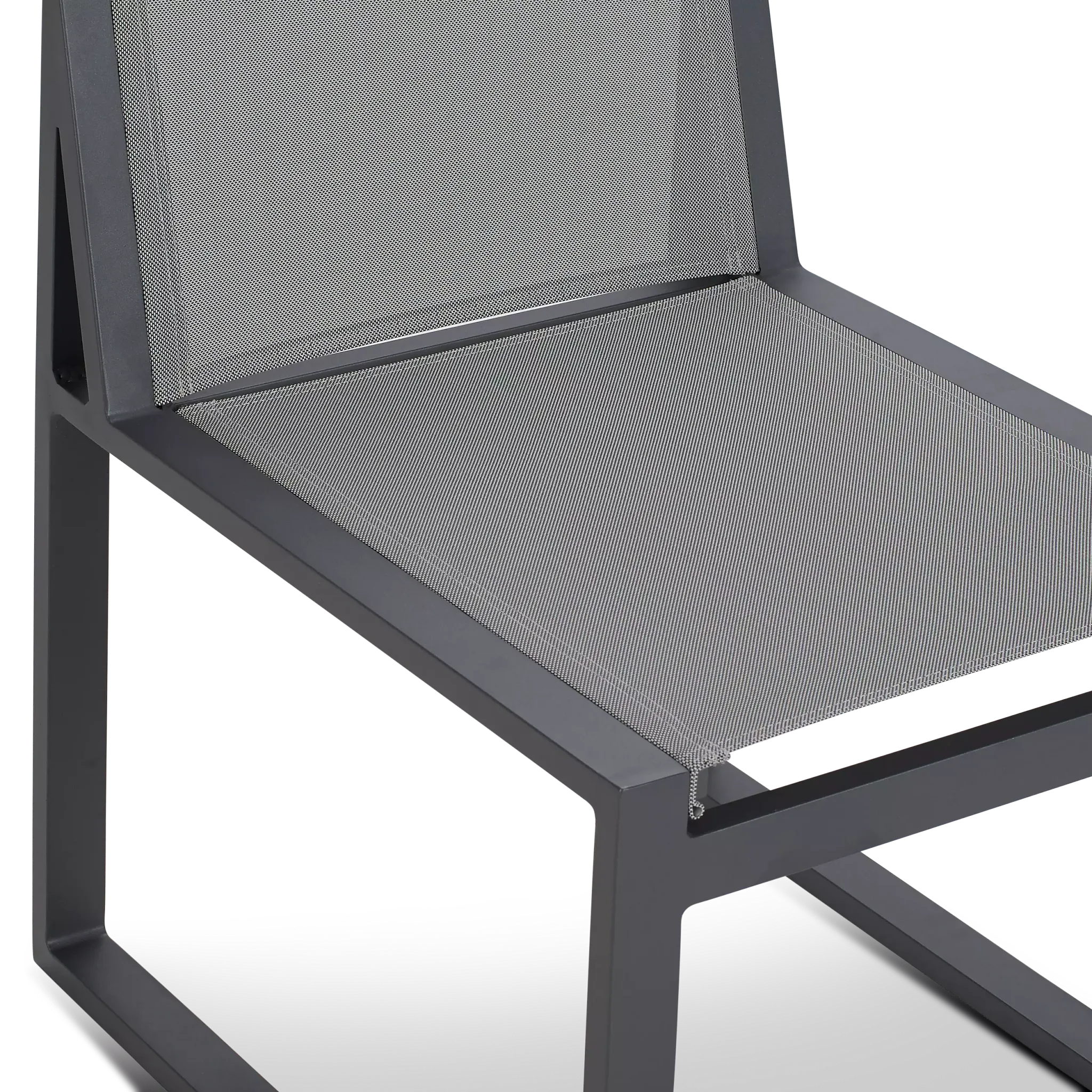 Linear Dark Gray 110" Aluminum Table & 4 Sling Side Chairs