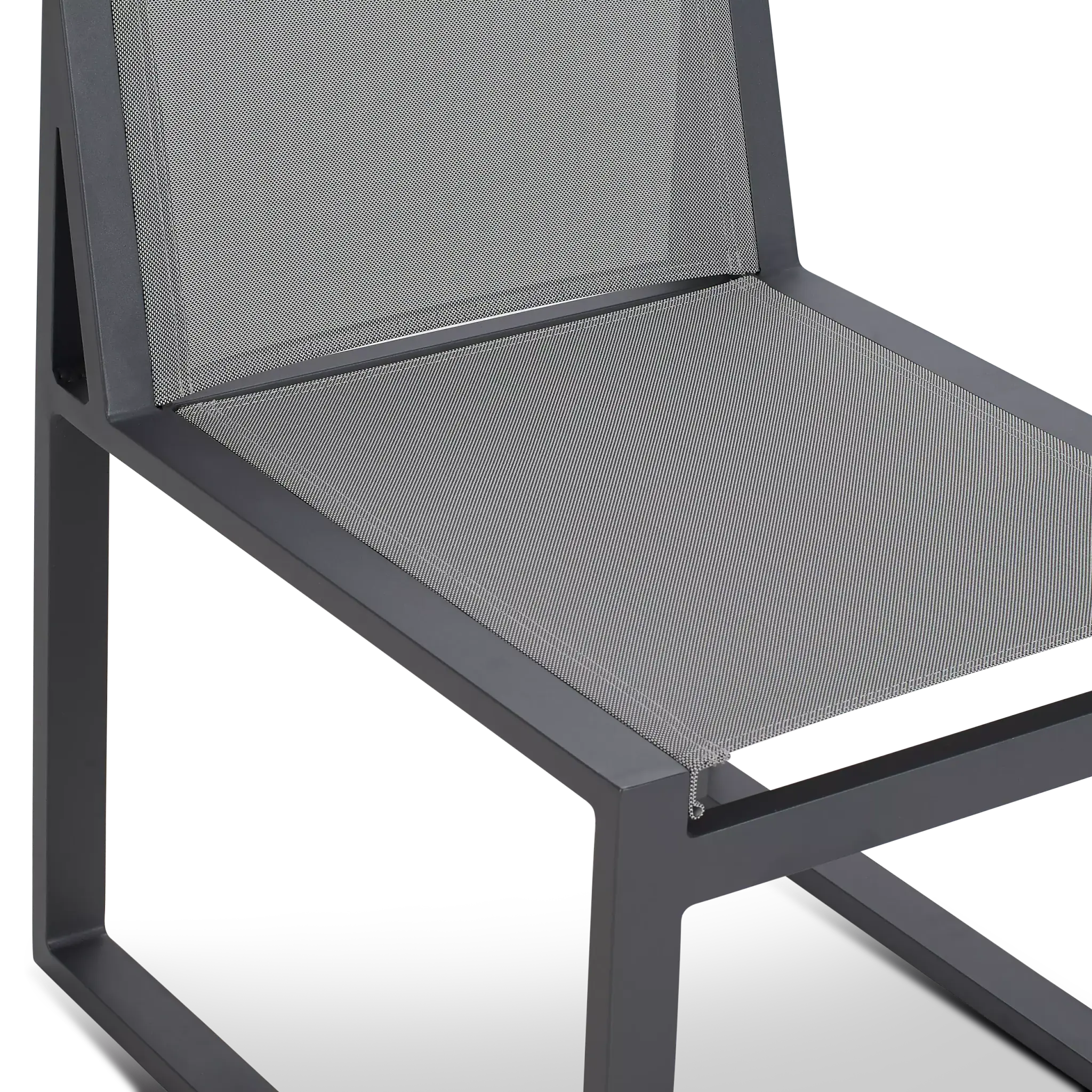 Linear Dark Gray 110" Aluminum Table & 4 Sling Side Chairs Linear Dark Gray 110" Aluminum Table & 4 Sling Side Chairs