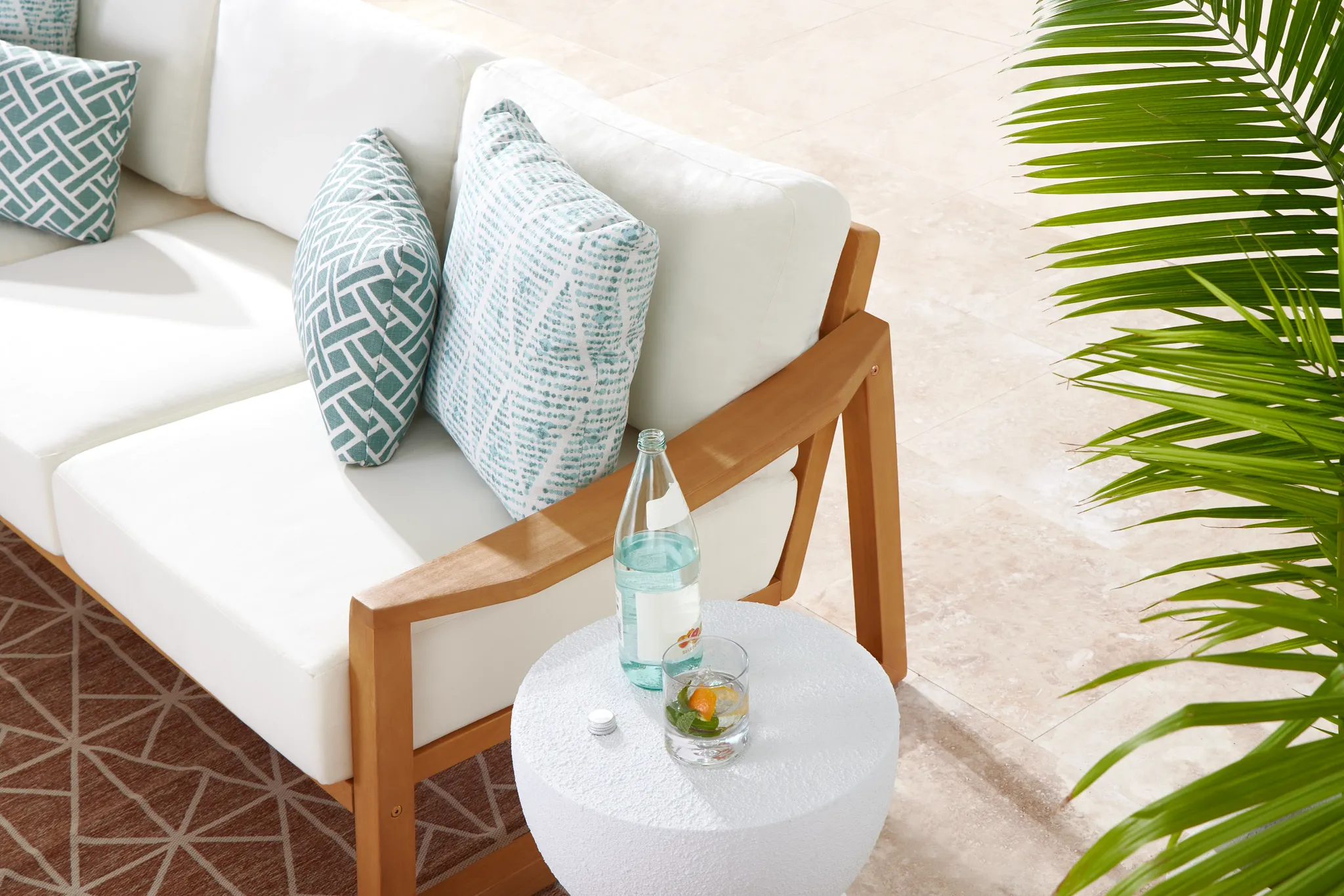 Tobago Light Tone Sofa With White Cushions