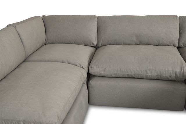 Grant Light Gray Fabric 5pc Bumper Sectional