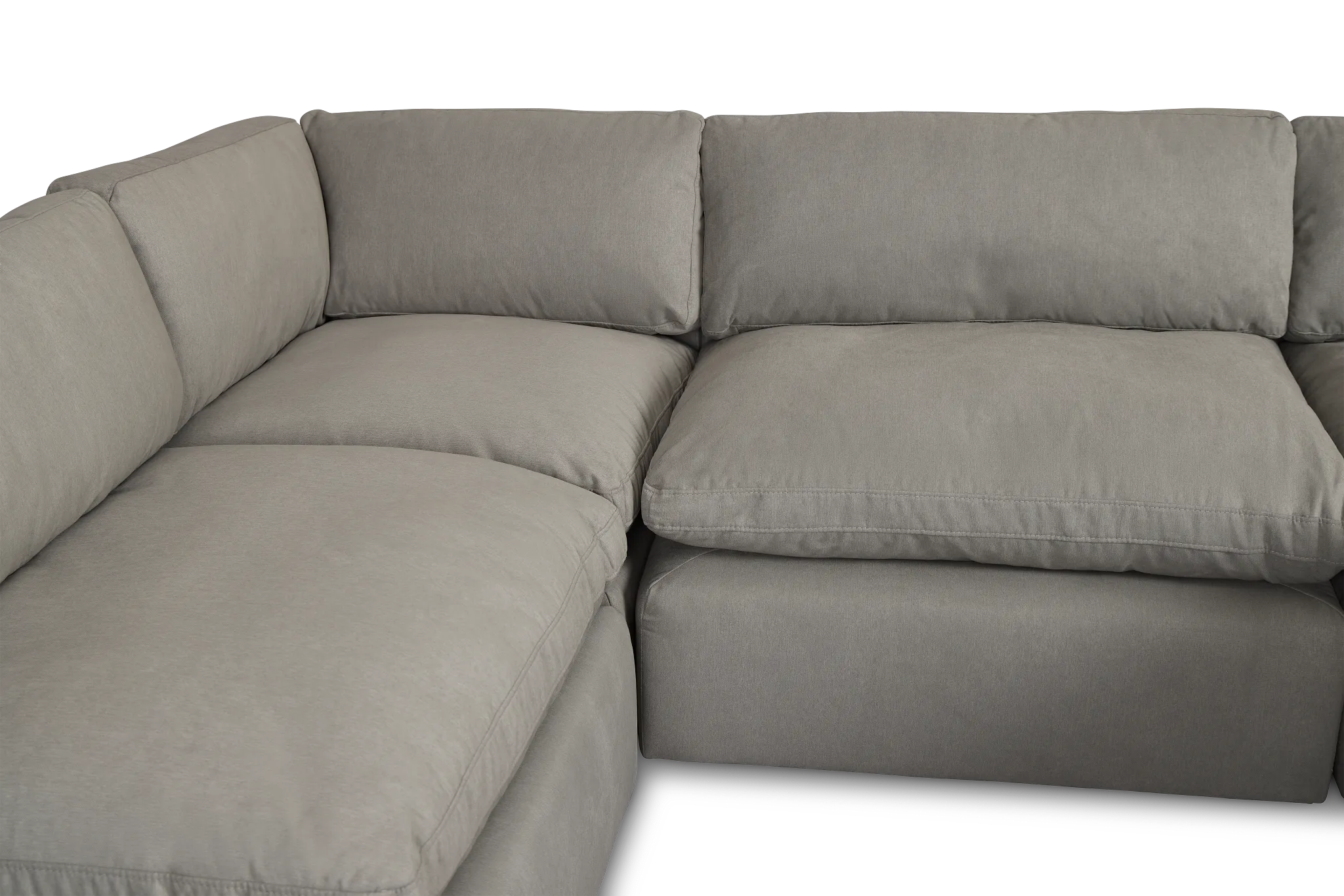 Grant Light Gray Fabric 5pc Bumper Sectional