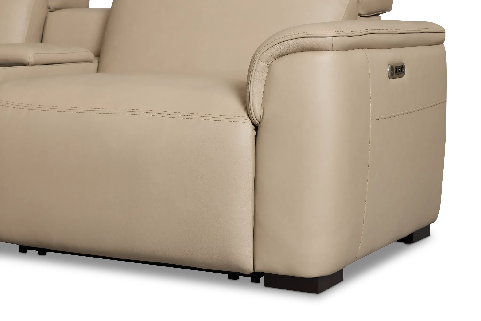 Flexsteel Brodie Taupe Lthr/vinyl Medium Triple Power 2-arm Sectional