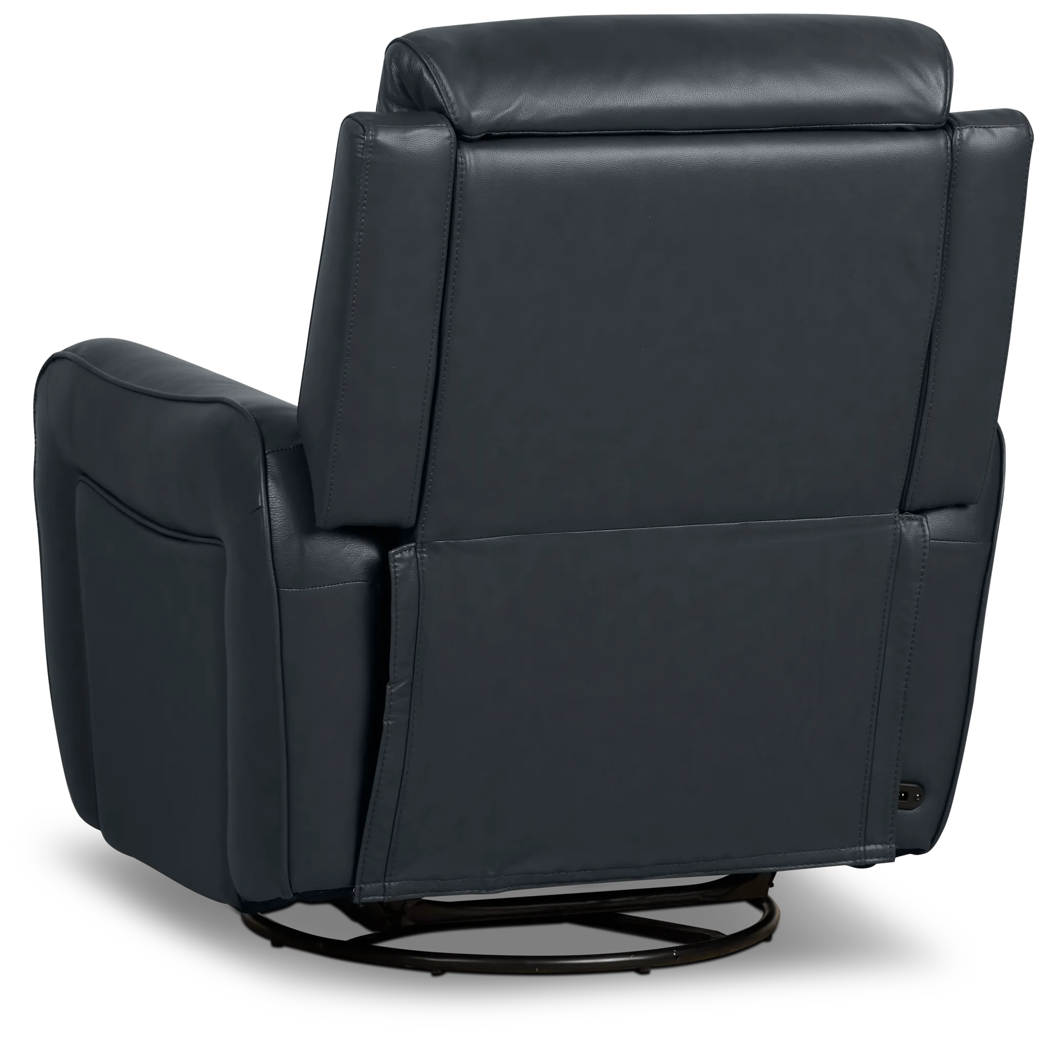 Julian Dark Blue Lthr/vinyl Power Swivel Glider Recliner