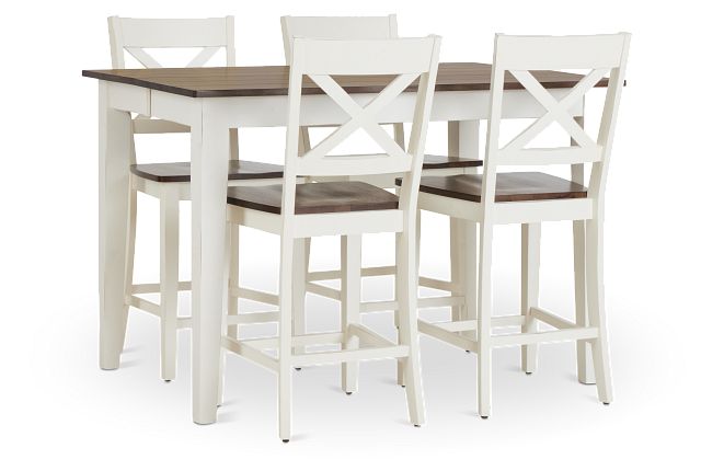 Sumter White High Table & 4 Barstools