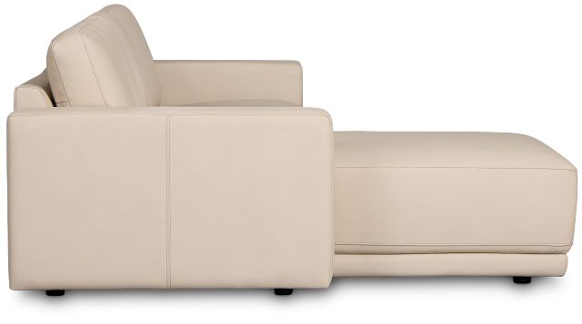 Kellan Ivory Leather Left Chaise Sectional