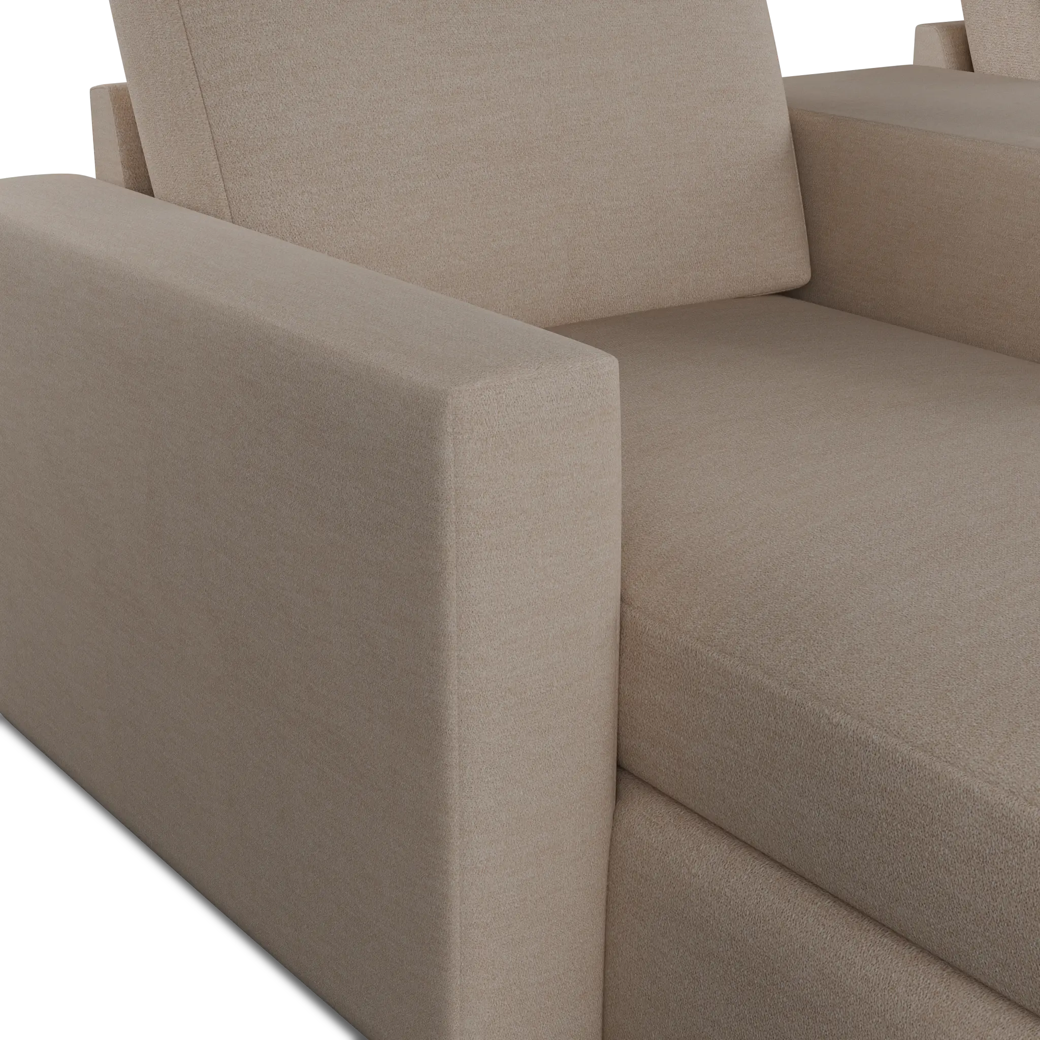 Citymod Beige Fabric Small Left Chaise Sectional With Storage Console Citymod Beige Fabric Small Left Chaise Sectional With Storage Console