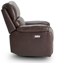 Mason Brown Leather Power Swivel Glider Recliner