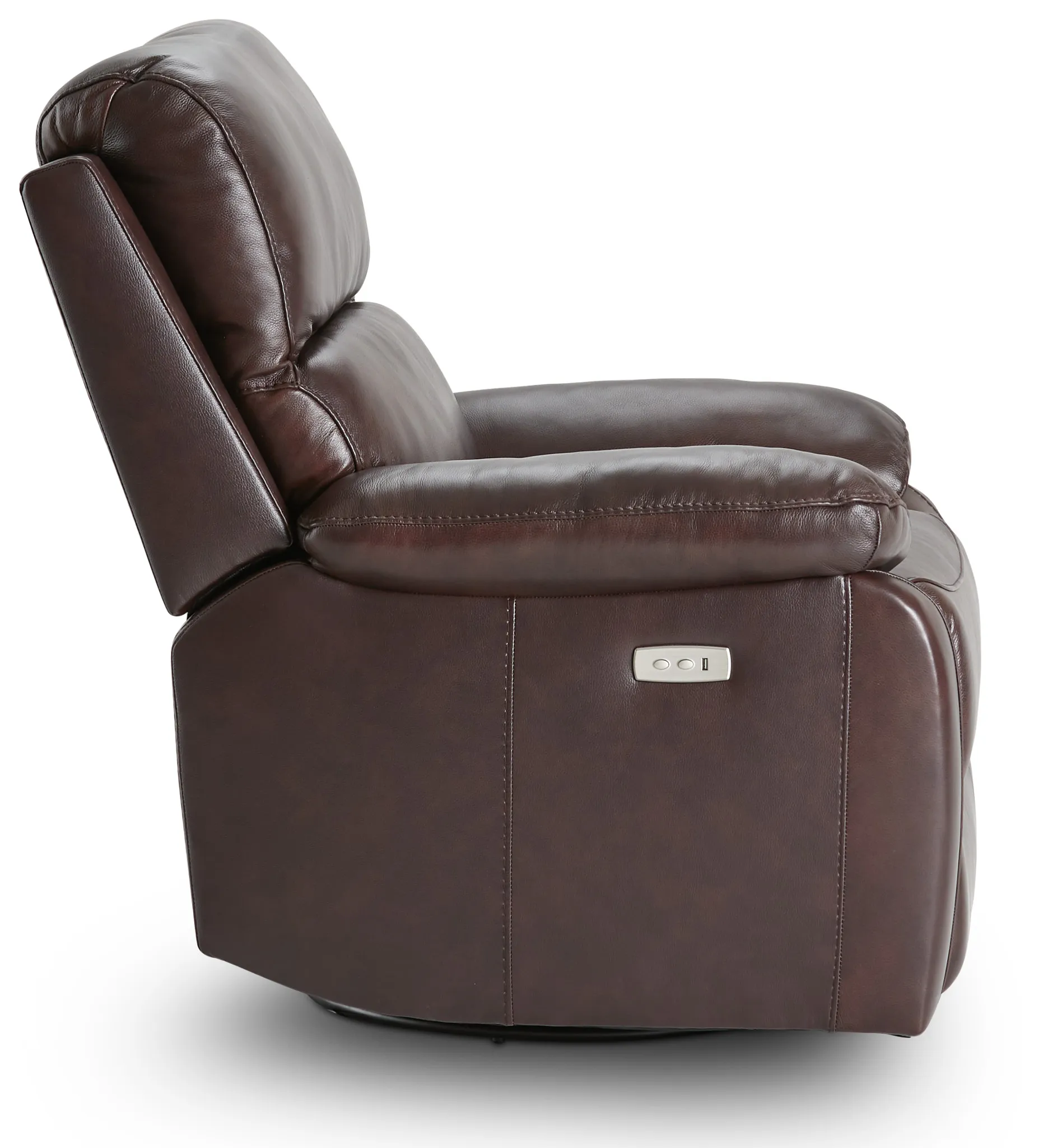 Mason Brown Leather Power Swivel Glider Recliner