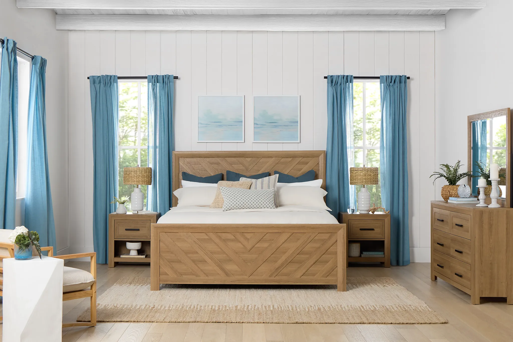 Delray Light Tone Panel Bed