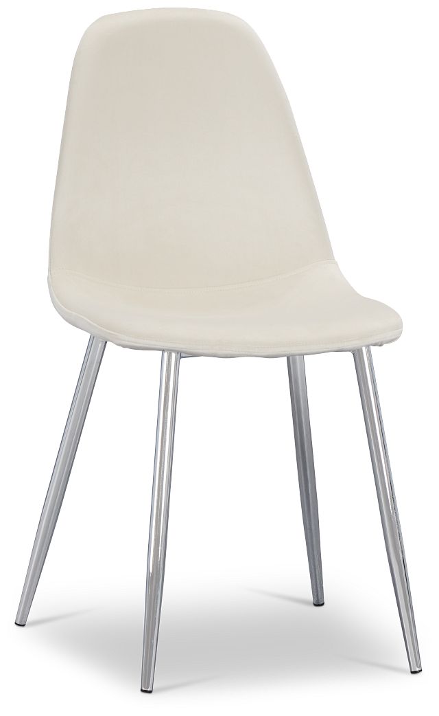 Havana Ivory Velvet Upholstered Side Chair W/ Chrome Legs
