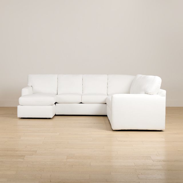 Rhodes White Fabric Large Left Chaise Sectional