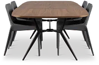 Margo Two-tone Rect Table & 4 Gray Upholstered Chairs