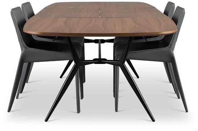 Margo Two-tone Rect Table & 4 Gray Upholstered Chairs