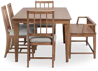 Provo Mid Tone Rect Table, 4 Gray Chairs & Bench