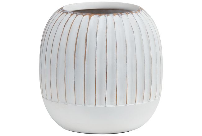 Taylor White Round Vase