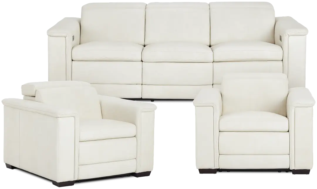 Ainsley White Leather Power Reclining Living Room Ainsley White Leather Power Reclining Living Room