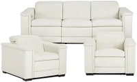 Ainsley White Leather Power Reclining Living Room