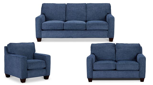 Andie Blue Fabric Living Room