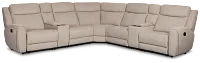 Walker Beige Fabric Large Dual Manually Reclining Two-arm Sectional