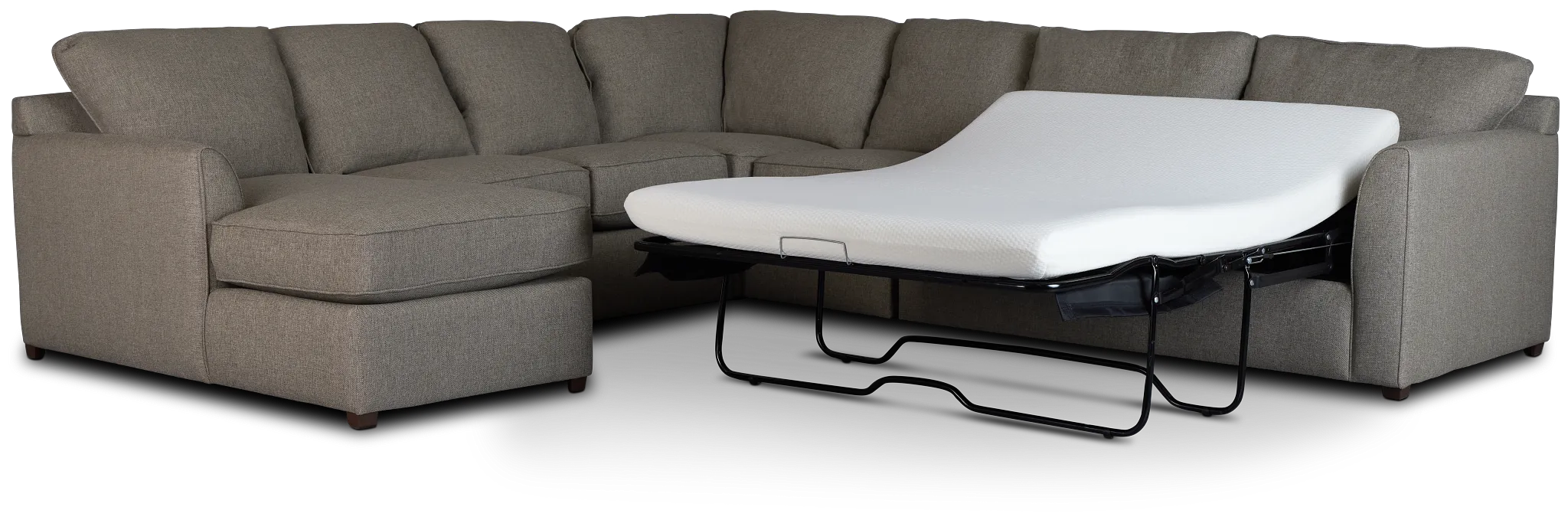 Asheville Brown Fabric Left Chaise Memory Foam Sleeper Sectional