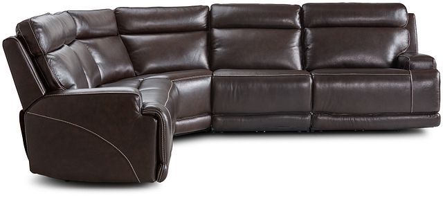 Valor Dark Brown Leather Small Two-arm Power Reclining Sectional (1)