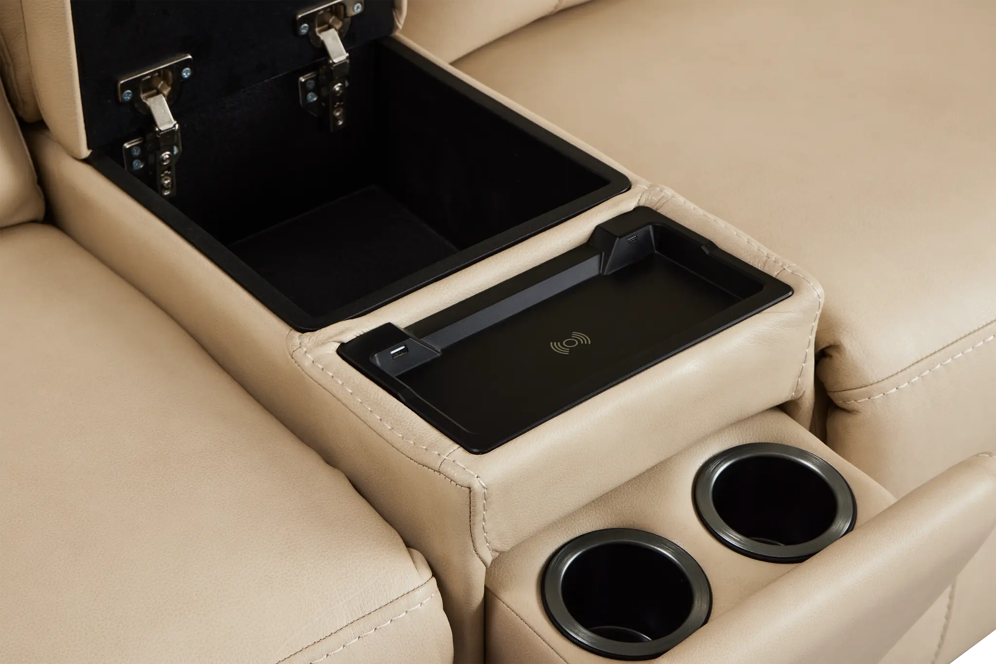 Benji Light Beige Lthr/vinyl Medium Triple Power 2-arm Sectional Benji Light Beige Lthr/vinyl Medium Triple Power 2-arm Sectional