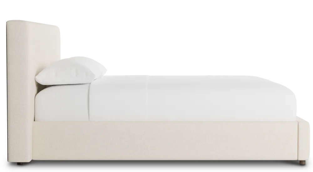 Grayton Merino Light Beige 44" Upholstered Platform Bed