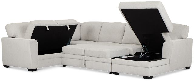 Everly Gray Fabric Medium Right Chaise Storage Sectional