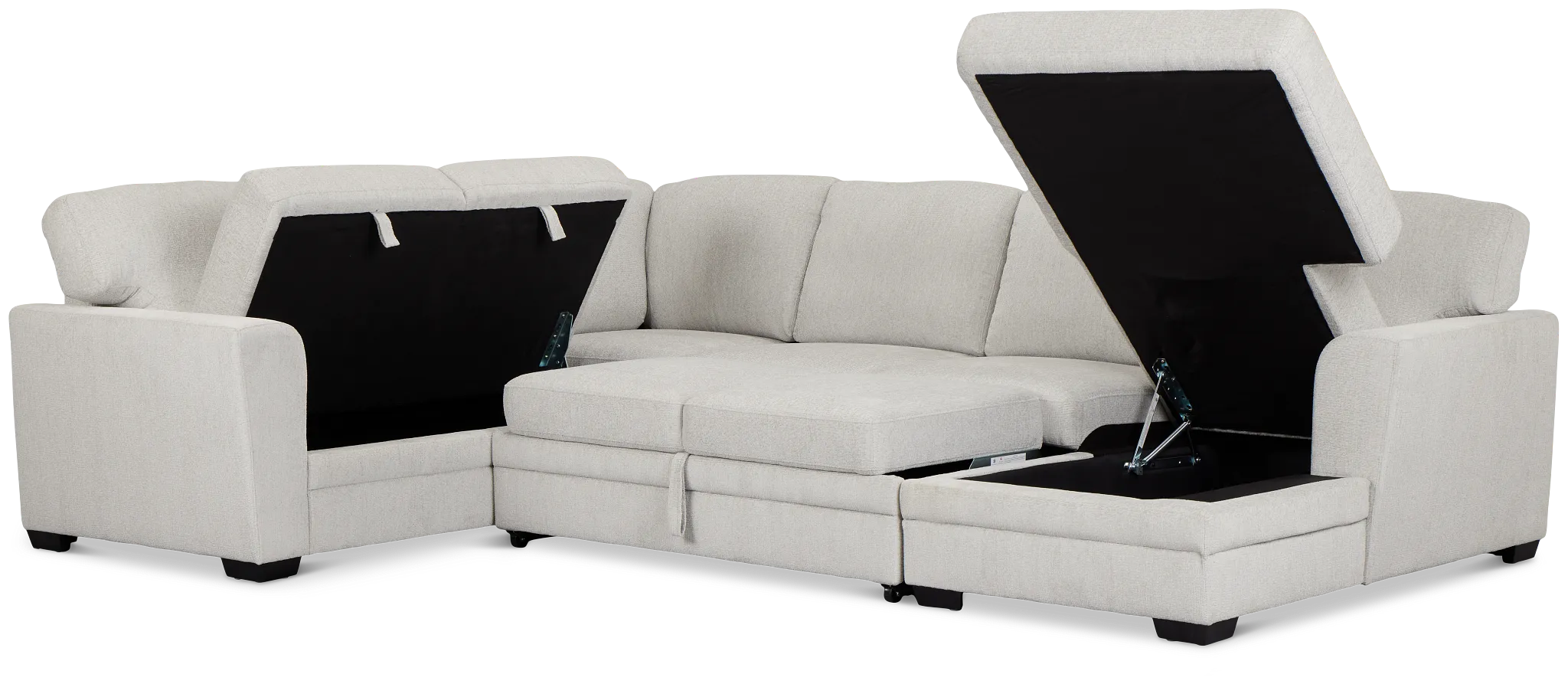 Everly Gray Fabric Medium Right Chaise Storage Sectional